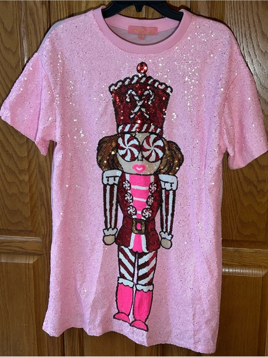 Simply Southern Dresses & Skirts - Simply Southern Pink Sequin Nutcracker Graphic T-Dress with necklace SZ L/XL